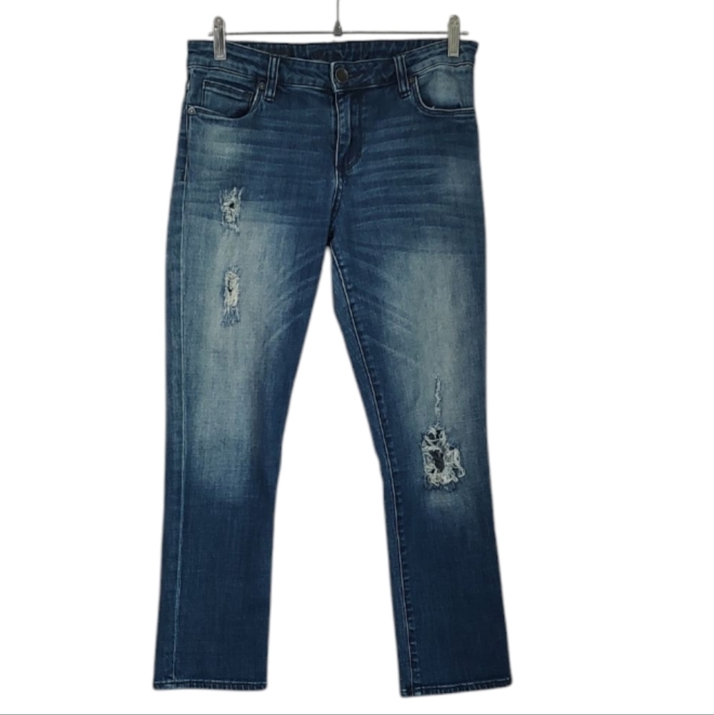 Kut From The Kloth Reese Ankle Straight Leg Distressed Jeans Size 8